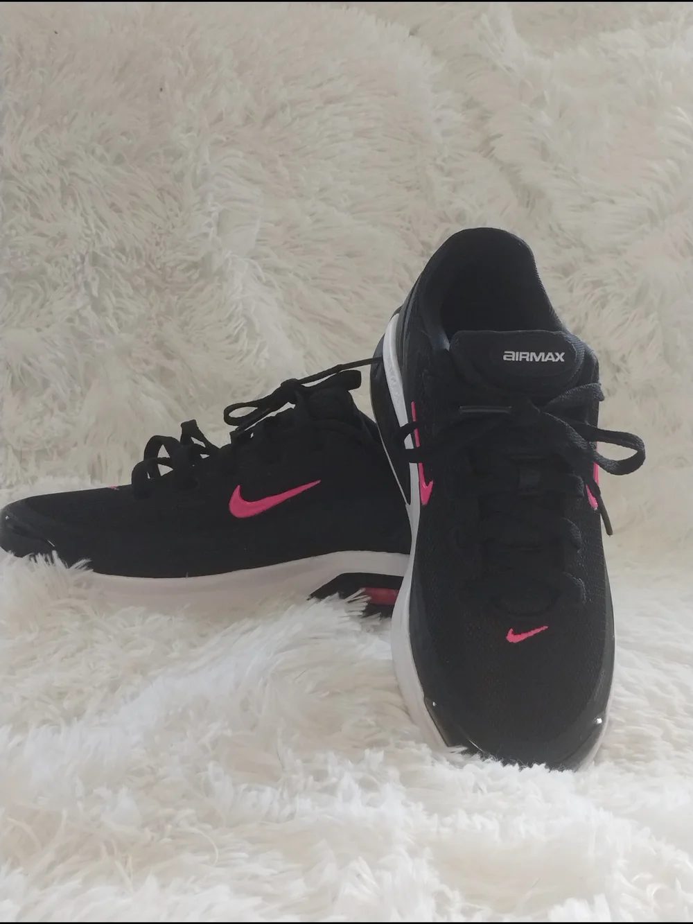 Nike Women's Black Athletic Sneakers with Pink Swoosh